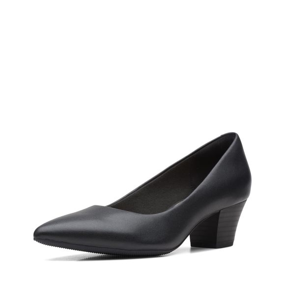 CLARKS WOMEN'S TERESA STEP PUMP, BLACK LEATHER, 9 WIDE - Picture 2 of 6